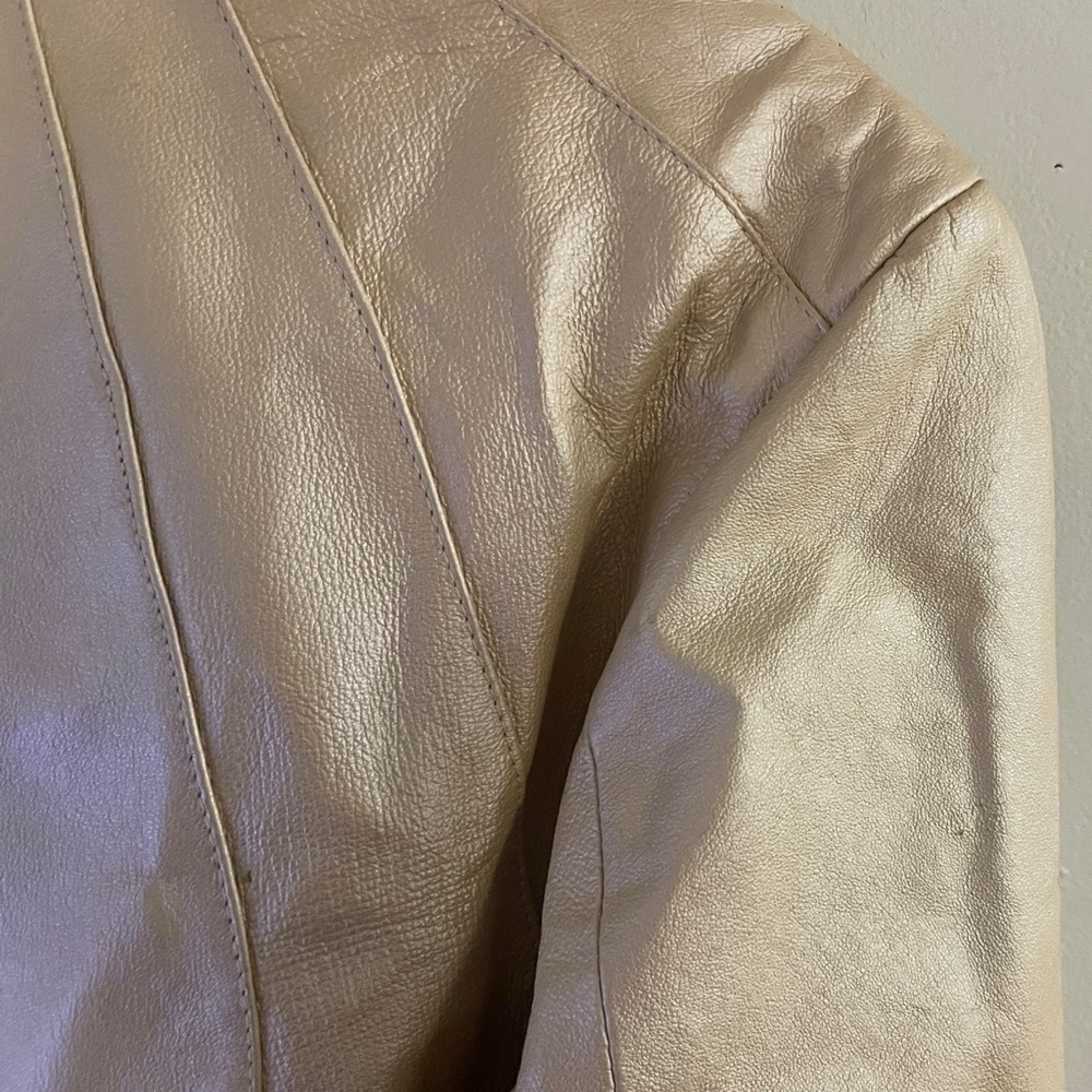 Dialogue Gold Women's Leather Jacket Chic Classic Work - Picture 6 of 11